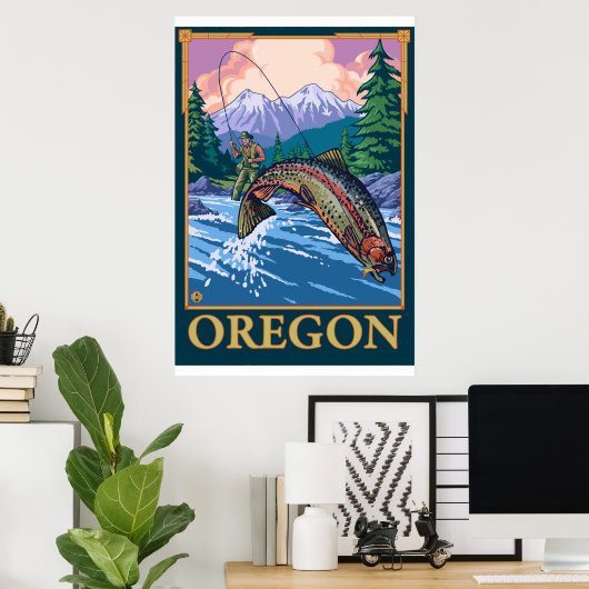 Fischerei - Oregon Poster (Heimbüro)
