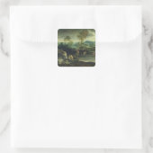 Fischerei Quadratischer Aufkleber (Tasche)