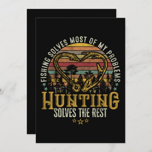 Fischerei & Schattenjäger Antlerelch, Hirschjagd Einladung (Vorne/Hinten)