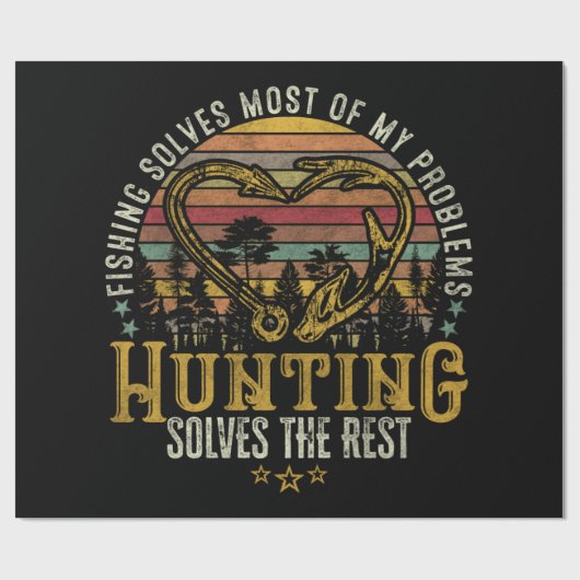 Fischerei & Schattenjäger Antlerelch, Hirschjagd Geschenkpapier (Flach)