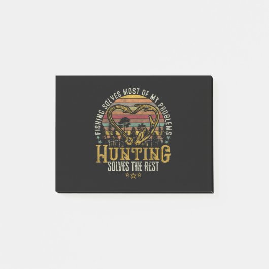 Fischerei & Schattenjäger Antlerelch, Hirschjagd Post-it Klebezettel (Vorderseite)