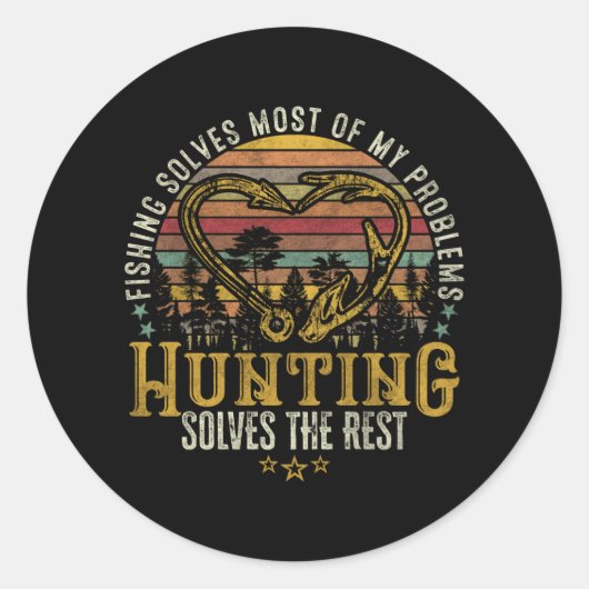 Fischerei & Schattenjäger Antlerelch, Hirschjagd Runder Aufkleber (Vorderseite)