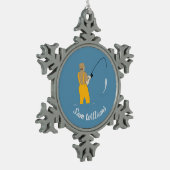 Fischerei Schneeflocken Zinn-Ornament (Links)