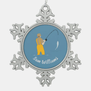 Fischerei Schneeflocken Zinn-Ornament