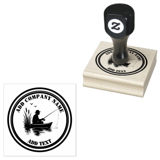 Fischerei-Silhouette-Markenlogo Gummistempel (Stempel)