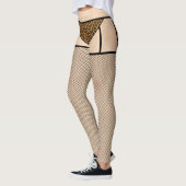 Fischerei-Strümpfe und Leopard-Skin-Leggings Leggings (Links)