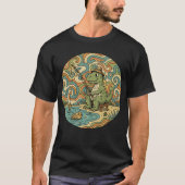 Fischerei T-Rex - Groovy Dinosaurier Angler T-Shirt (Vorderseite)