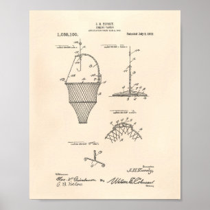Fischerei Tackle 1912 Patent Art Old Peper Poster