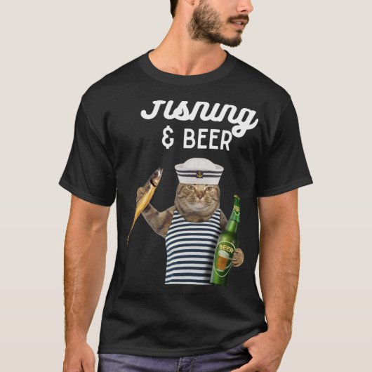 Fischerei und Bierkatze T-Shirt (Vorderseite)