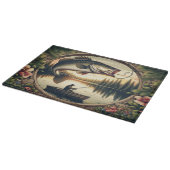 Fischerei und Fang der großen Forelle Schneidebrett (Ecke)