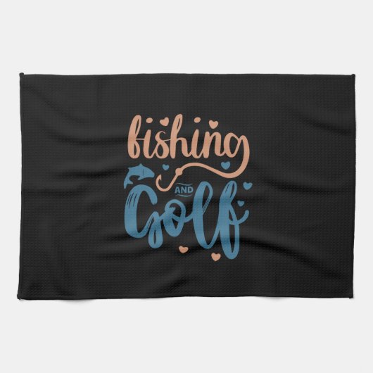 Fischerei und Golf Geschirrtuch (Horizontal)