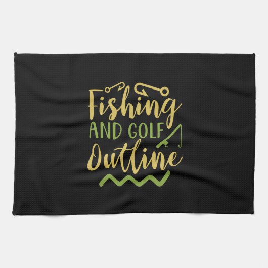 Fischerei und Golf-Kontur Geschirrtuch (Horizontal)