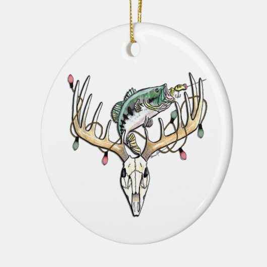 Fischerei und Jagd auf Bass und Hirsch Keramik Ornament (Links)