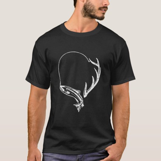 Fischerei und Schattenjäger Elch Hirsche Jagd Lo T-Shirt (Vorderseite)