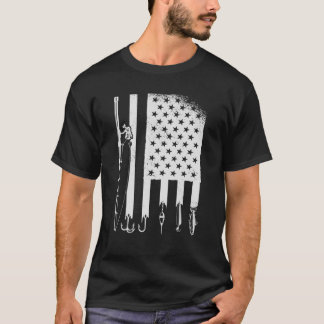 Fischerei - USA Flag American Fisherman Fishing Ro T-Shirt