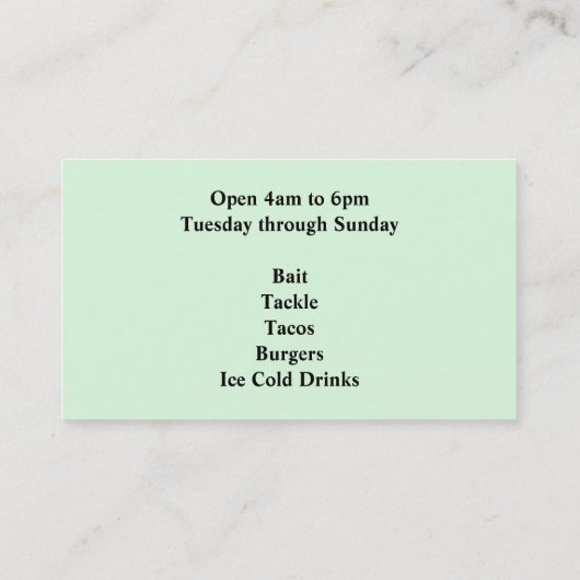 Fischerei Visitenkarte (Rückseite)