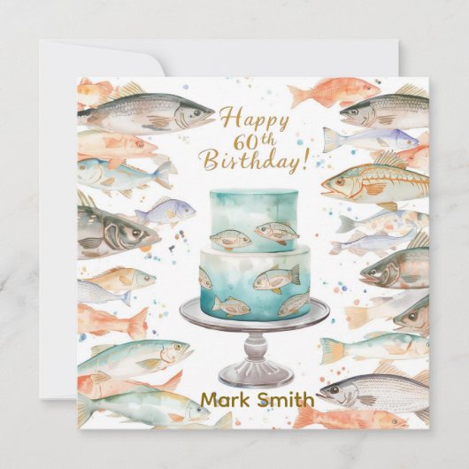 Fischerei zum 60. Geburtstag mit fischereithemenbe Karte (Vorderseite)