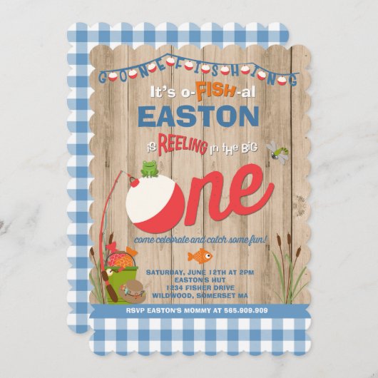 Fischerei zum Geburtstag Einladung von Fischern -  (Vorne/Hinten)