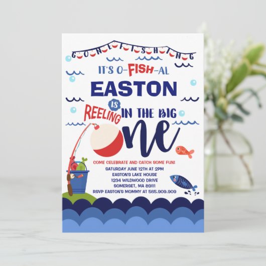 Fischerei zum Geburtstag Einladung von Fischern -  (Stehend Vorderseite)