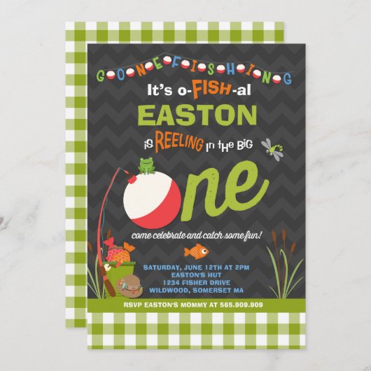 Fischerei zum Geburtstag Einladung von Fischern - (Vorne/Hinten)