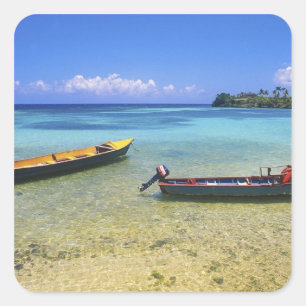 Fischereiboote, Boston Beach, Port Antonio, Quadratischer Aufkleber