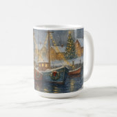 Fischereiboote im Hafen Weihnachten Kaffeetasse (VorderseiteRechts)