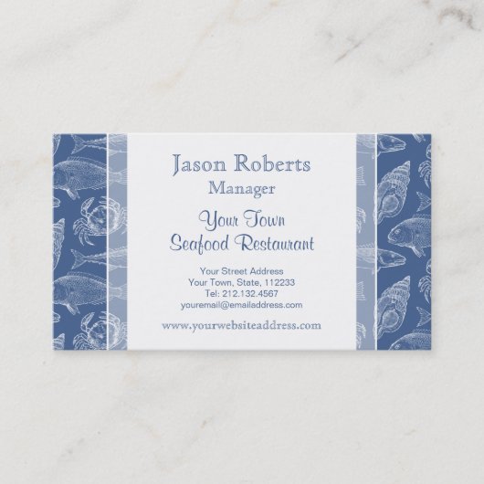Fischereifahrzeug oder Restaurant für Meeresfrücht Visitenkarte (Vorderseite)