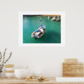 Fischereifahrzeuge bei Flut Poster (Küche)
