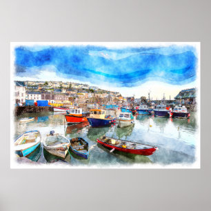 Fischereifahrzeuge - Mevagissey Harbour, Cornwall, Poster