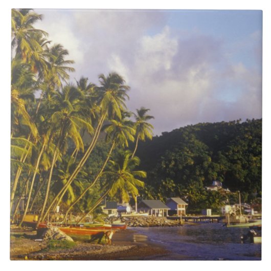Fischereifahrzeuge, Soufriere, St. Lucia, Karibik Fliese (Vorderseite)