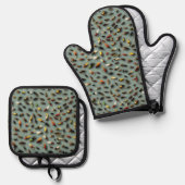 Fischereifische Ofenhandschuh & Topflappen-Set (Vorderseite/Rückseite)