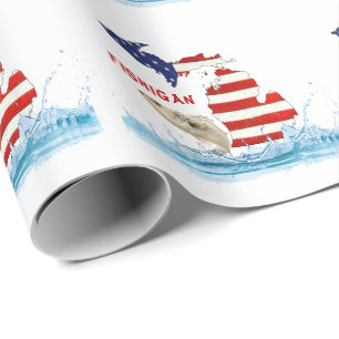 Fischereiflagge mit Fischen in Wasser Geschenkpapier