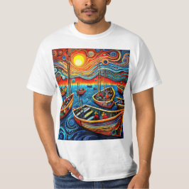 Fischereiflotte bei Sonnenuntergang T-Shirt