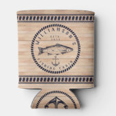 Fischereikabine Familienname Holz Navy Blau Rustik Dosenkühler (Rückseite)