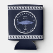 Fischereikabine Familienname Navy blau Rustikal Dosenkühler (Rückseite)
