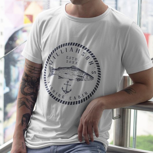 Fischereikabine Familienname Navy blau Rustikal T-Shirt