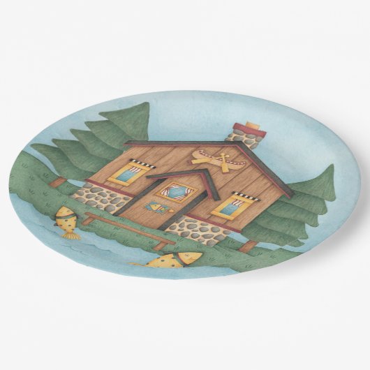 Fischereikabine Pappteller (Schrägansicht)