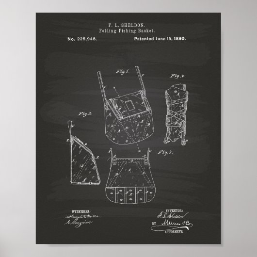 Fischereikorb 1880 - Patentenkarte Poster (Vorne)