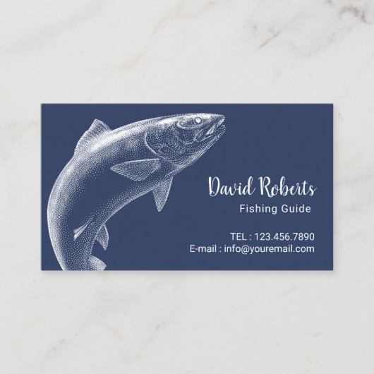 Fischereileitfaden Beruflich Fisherman Navy Blue Visitenkarte (Vorderseite)