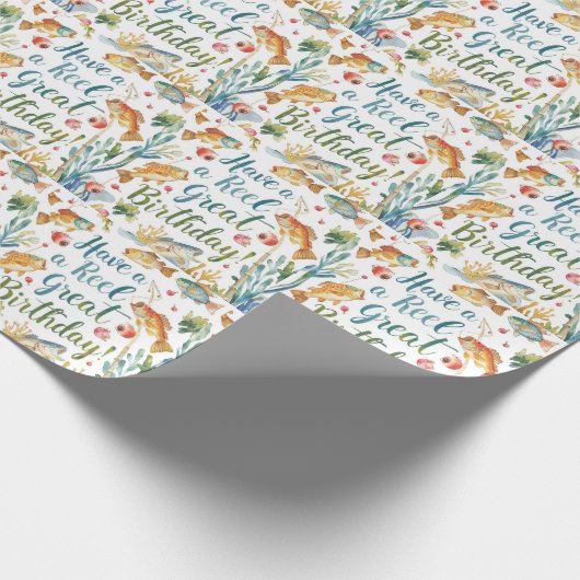 Fischereiliebhaber Geburtstagsthema Geschenkpapier (Ecke)