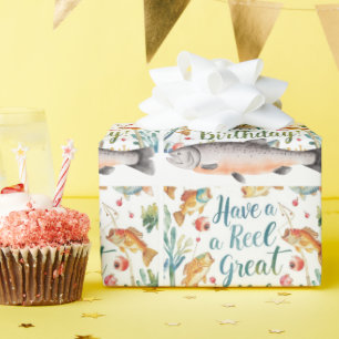 Fischereiliebhaber Geburtstagsthema Geschenkpapier