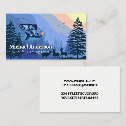Fischereilogo | Hintergrund wild lebender Natur Visitenkarte (Vorne/Hinten)