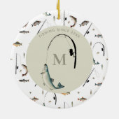 Fischereirod und Angelfisch Theme Fisherman Monogr Keramik Ornament (Hinten)