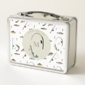 Fischereirod und Angelfisch Theme Fisherman Monogr Metall Brotdose (Rückseite)