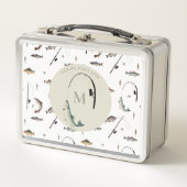 Fischereirod und Angelfisch Theme Fisherman Monogr Metall Brotdose (Vorderseite)