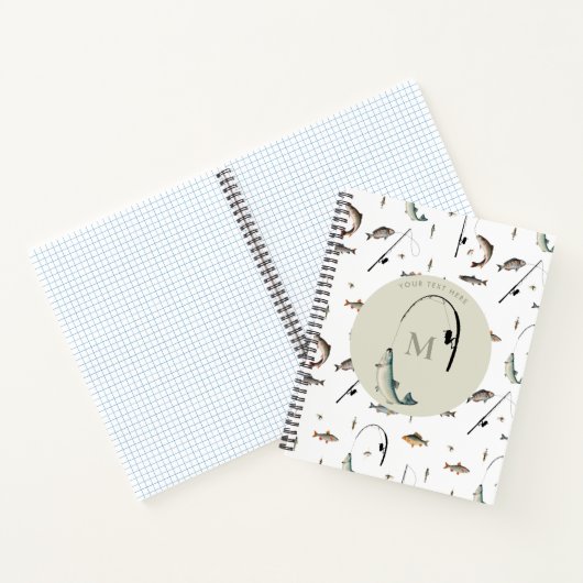 Fischereirod und Angelfisch Theme Fisherman Monogr Notizblock (Innenseite)