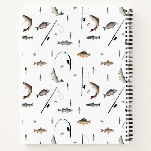 Fischereirod und Angelfisch Theme Fisherman Monogr Notizblock (Rückseite)