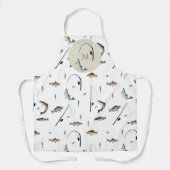 Fischereirod und Angelfisch Theme Fisherman Monogr Schürze (Vorderseite)