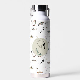 Fischereirod und Angelfisch Theme Fisherman Monogr Trinkflasche
