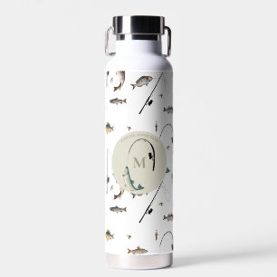 Fischereirod und Angelfisch Theme Fisherman Monogr Trinkflasche